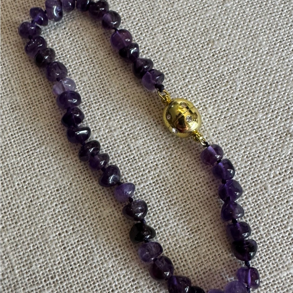 Purple Beaded Bracelet with Gold Clasp